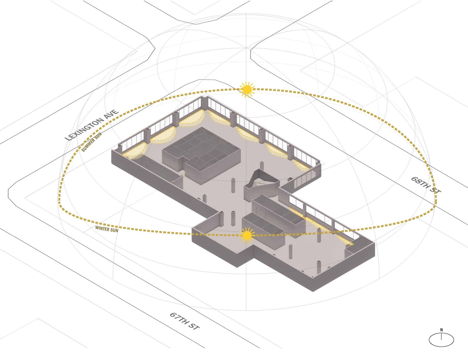 Hunter College Library daylighting and sun exposure study for the 2nd floor