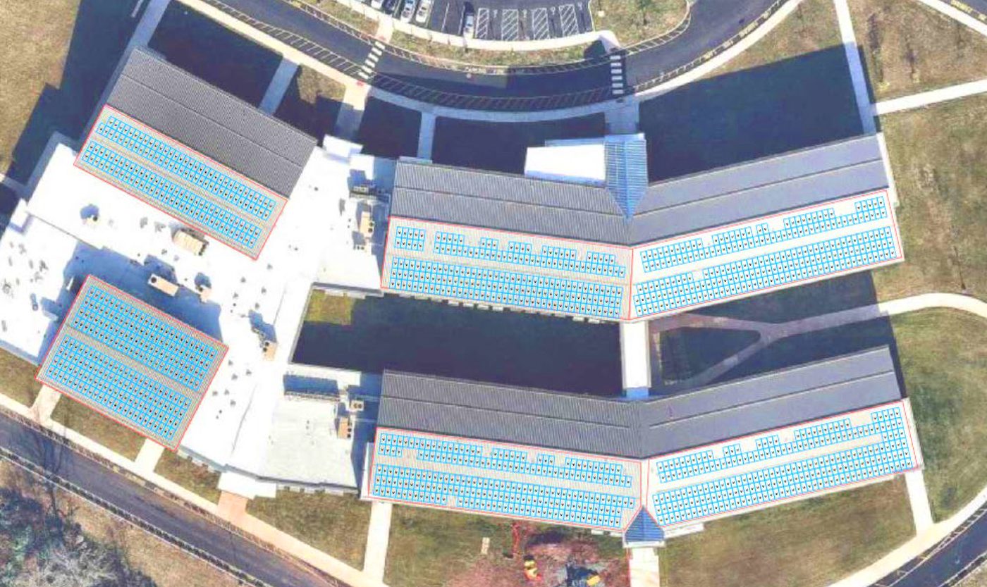 Claremont School Solar PV, view 1