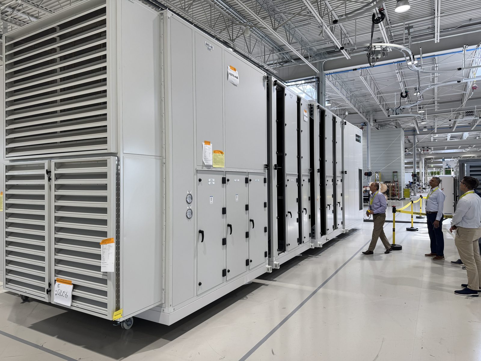 Air handling units staged for installation at the fill-finish facility