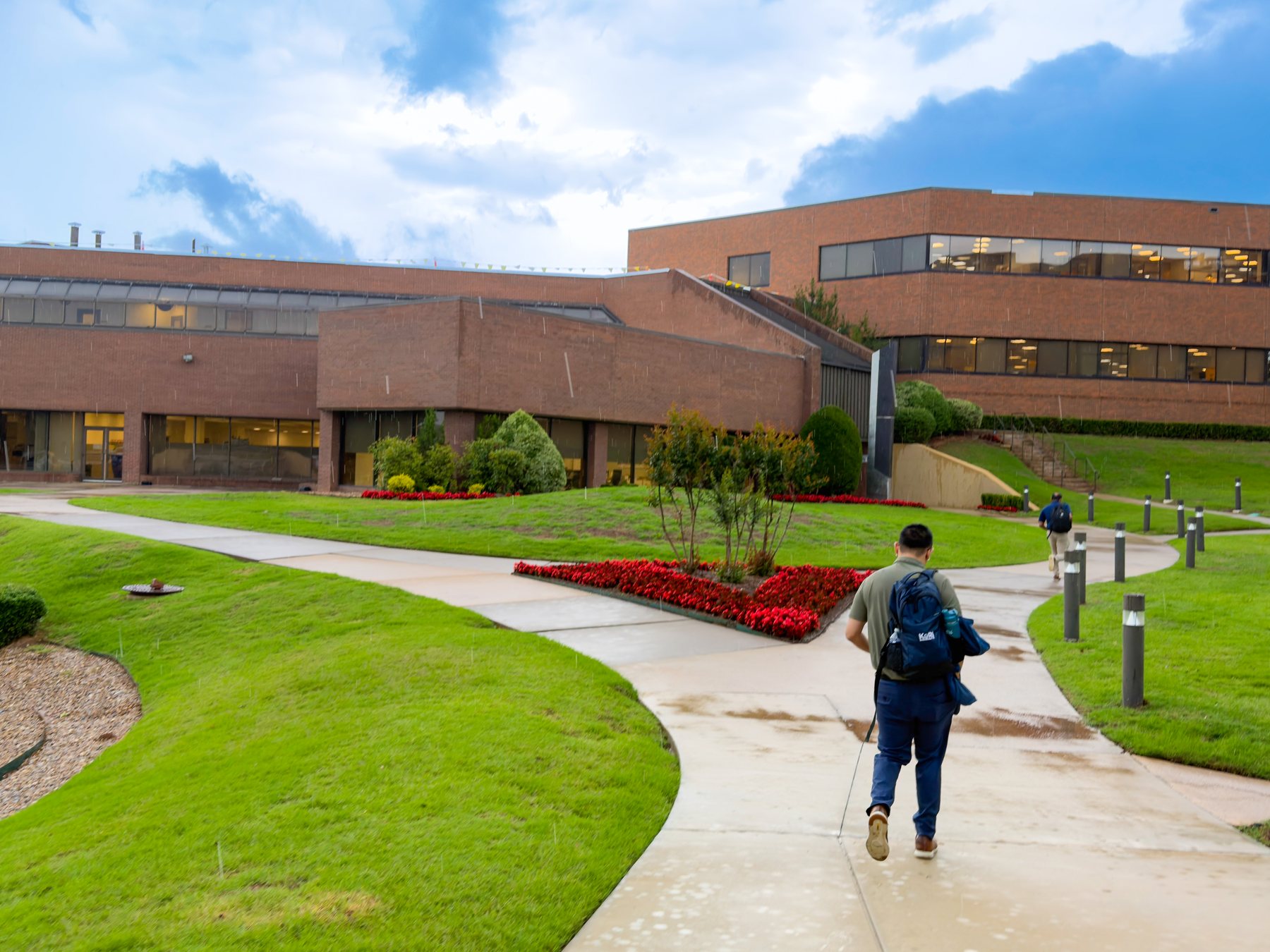 Pharmaceutical manufacturing campus exterior