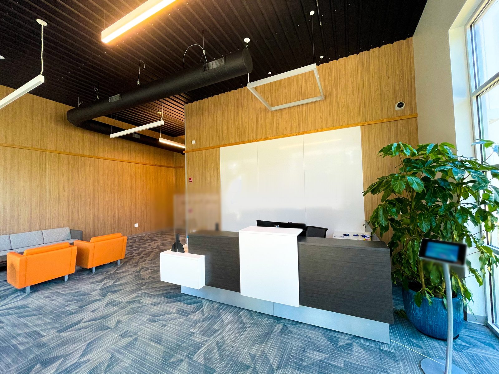 Reception and lobby of a confidential topical and transdermal manufacturing facility